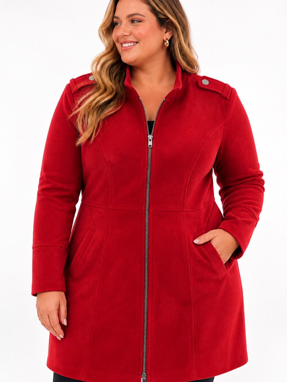 torrid Red Zip-Front Trench Coat - Picture 3 of 3